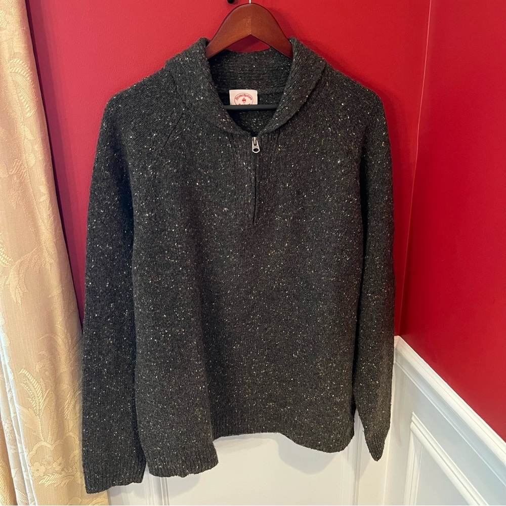 Brooke Brothers Shawl Collar Sweater Wool Blend Gray Men’s Size XL